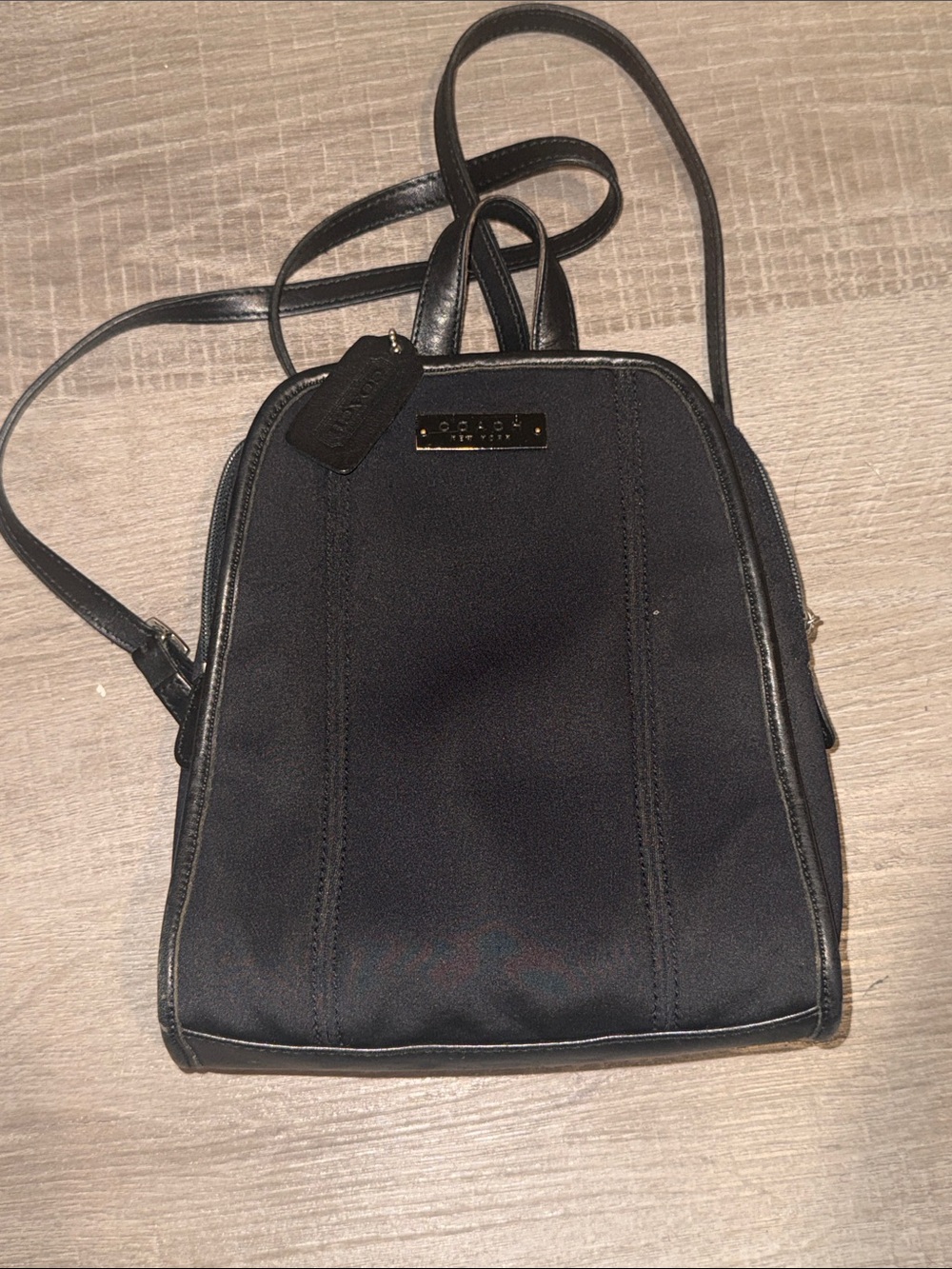 Vintage Coach Neo Neoprene Leather Backpack Black Mini Book Bag 90s Y2K
